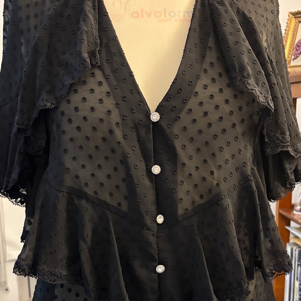 Zara Black Sheer Layered Blouse - Picture 4 of 14